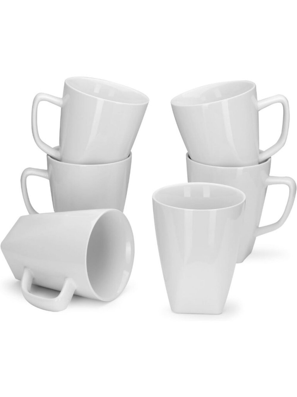 Set of 6 Large 14 oz Porcelain Coffee Mugs - Stylish & Durable Drinkware